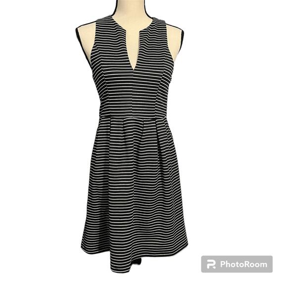 Mi Ami | Francesca's | NEW Black White Striped Fit Flare Sleeveless Dress Sz M - Picture 1 of 5